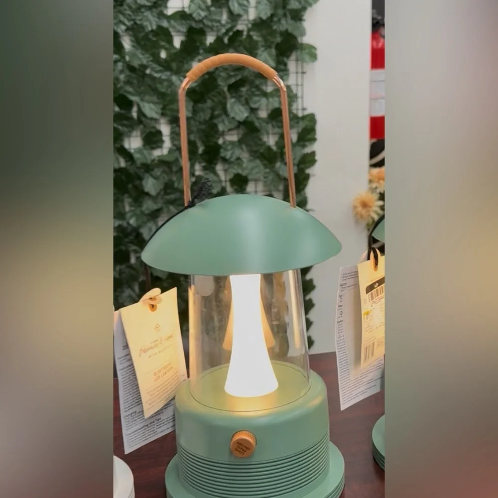 Portable LED Table Lantern with Bluetooth Speaker Green -Hearth & Hand Magnolia
